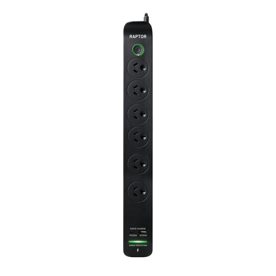 Jackson RAP645 Raptor Master Schaltbare 6-fach Überspannungsschutz-Steckdosenleiste mit 45W PD USB-C und 36W USB-A Anschlüssen