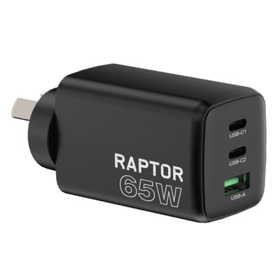 JACKSON Raptor 65W GaN Charger 2x USB-C 1x USB-A Charging Ports