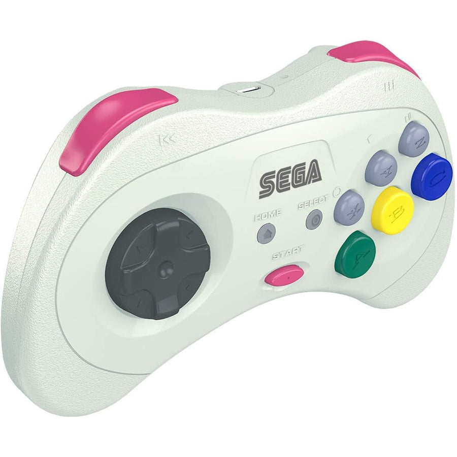 Retro-Bit SEGA Saturn (White) Wireless 2.4 GHz Controller for Saturn, Switch, and USB Devices