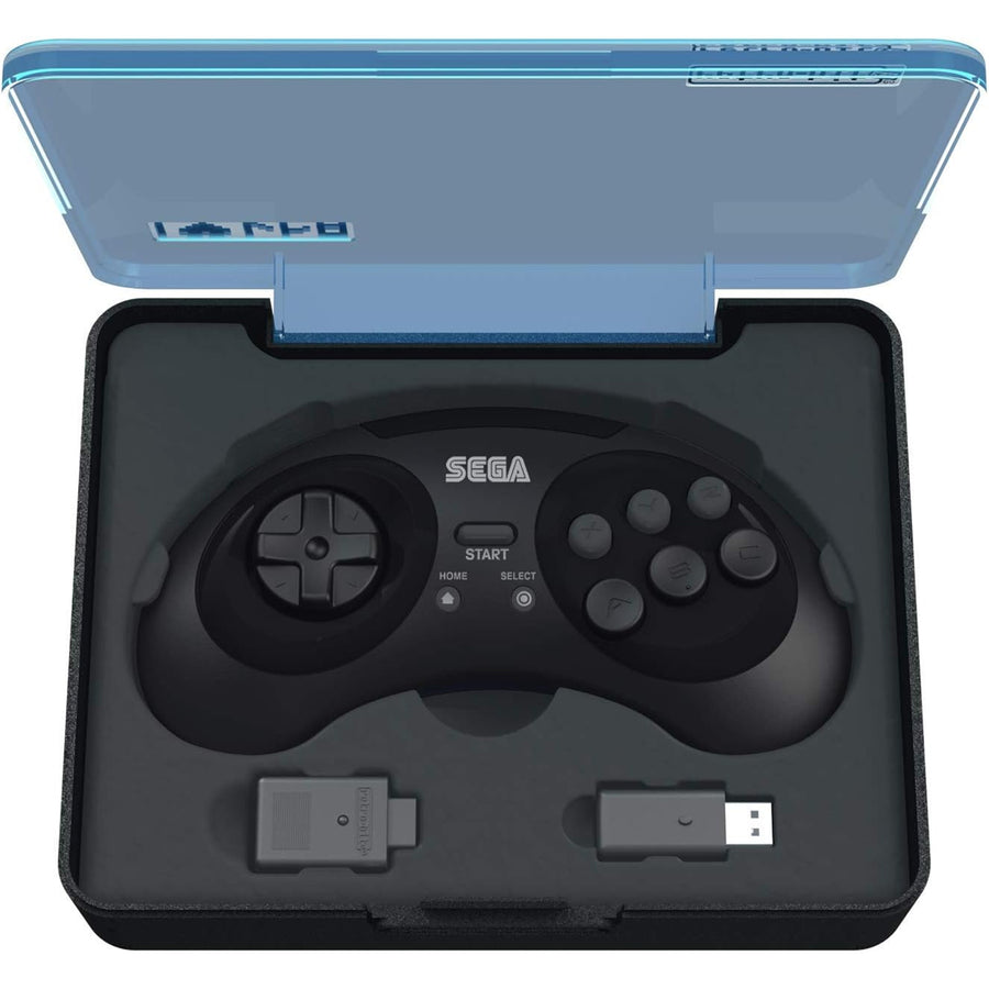 Retro-Bit SEGA 8-Button (Black) 2.4GHz Wireless Arcade Pad for Genesis / Megadrive, Switch, and USB