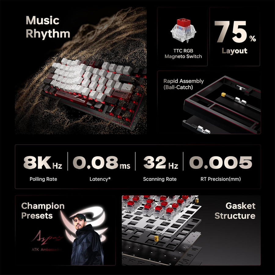ATK Edge 75  HE Esports Magnetic Keyboard - Obsidian Black