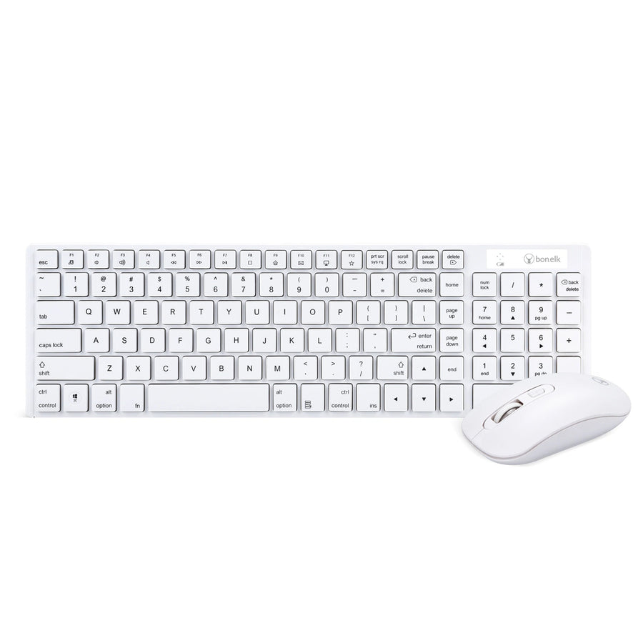 Bonelk KM-322  Wireless Keyboard & Mouse Combo for PC and Mac - White