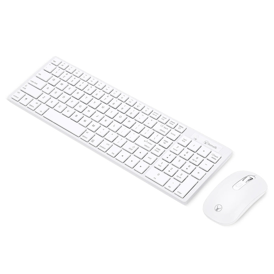 Bonelk KM-322  Wireless Keyboard & Mouse Combo for PC and Mac - White