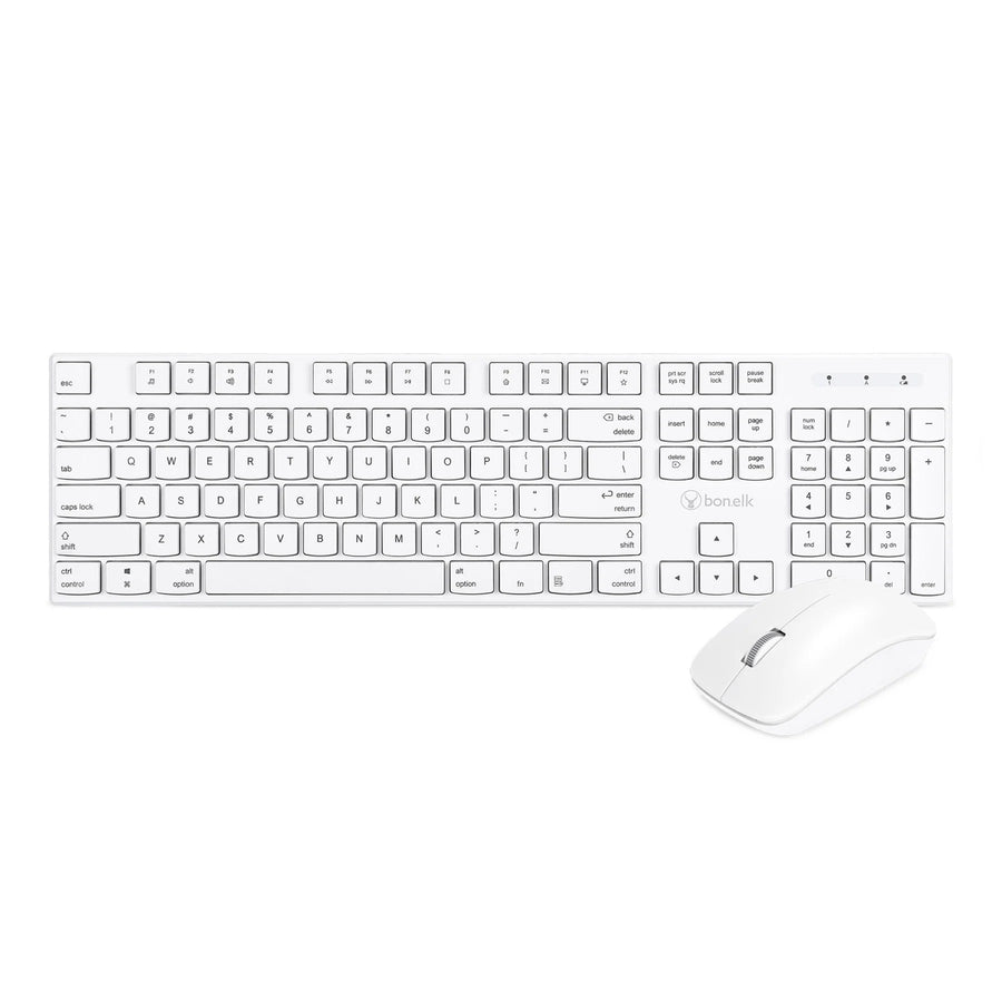 Bonelk KM-314 Wireless Mouse & Keyboard for Mac & PC - White