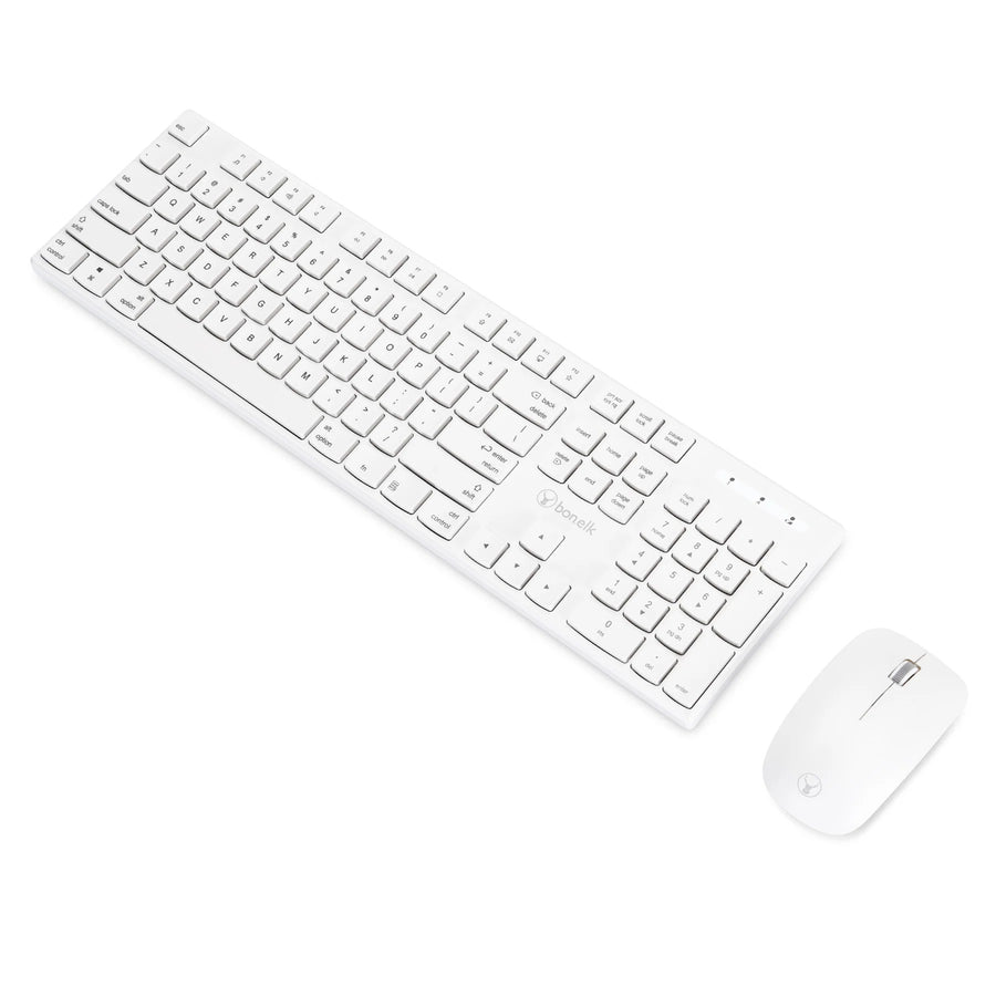 Bonelk KM-314 Wireless Mouse & Keyboard for Mac & PC - White