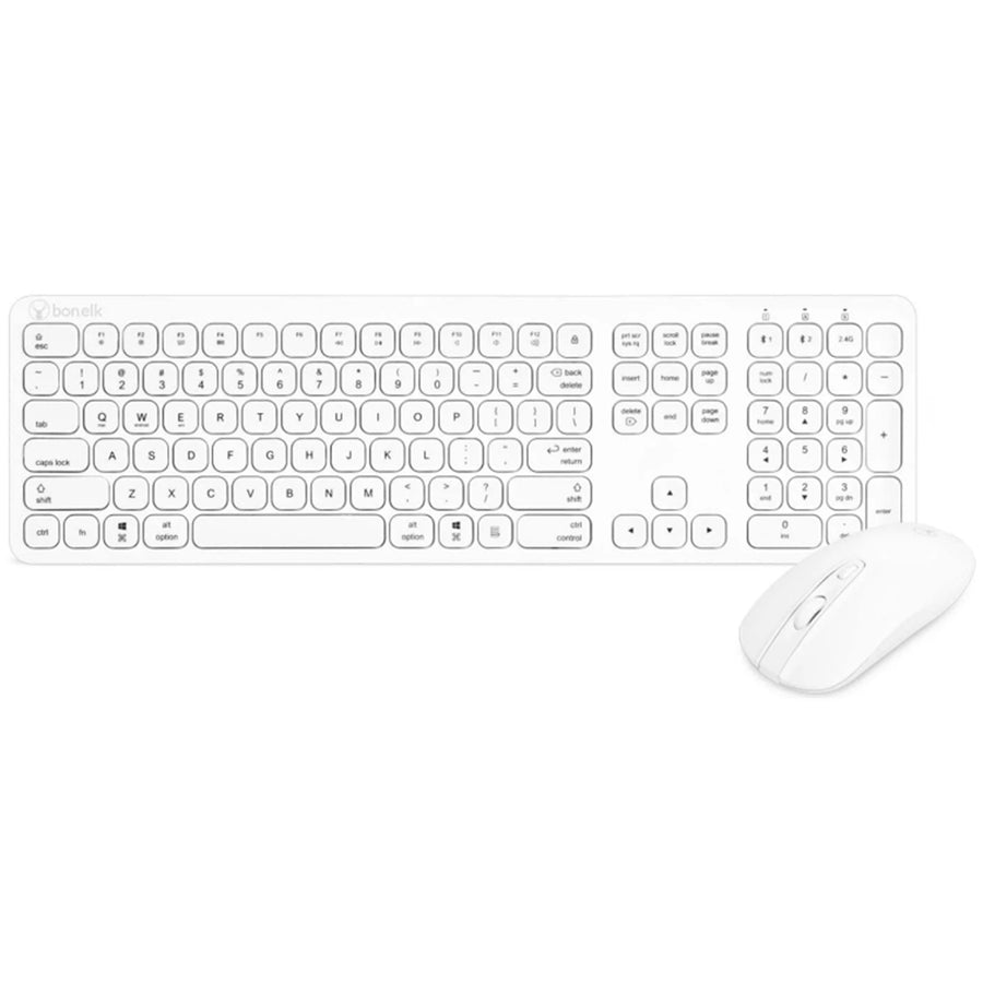 Bonelk KM-447  Bluetooth/RF Keyboard & Mouse Combo for  PC and Mac - White