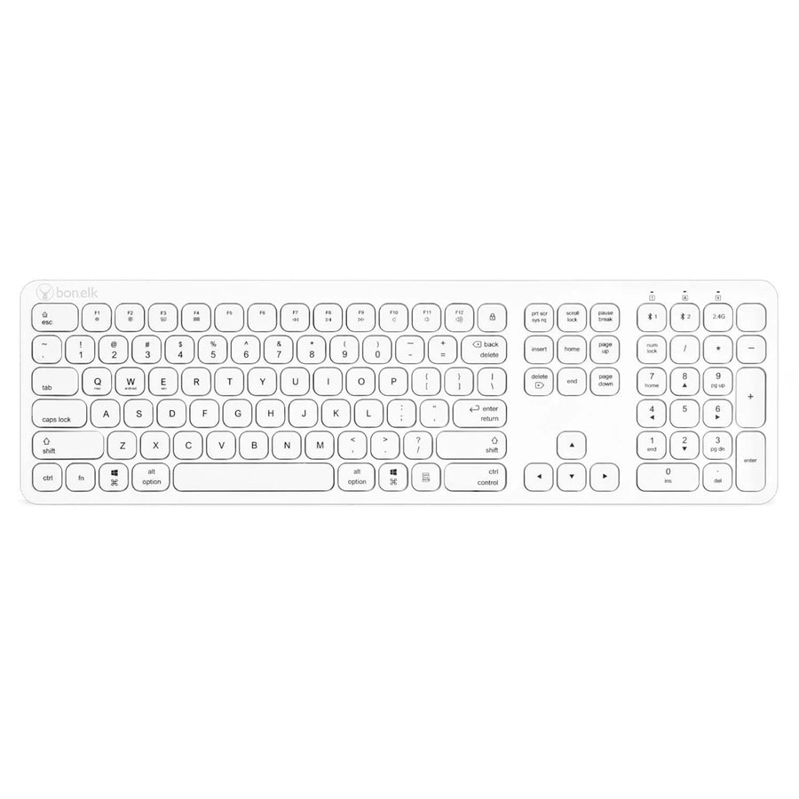 Bonelk KM-447  Bluetooth/RF Keyboard & Mouse Combo for  PC and Mac - White