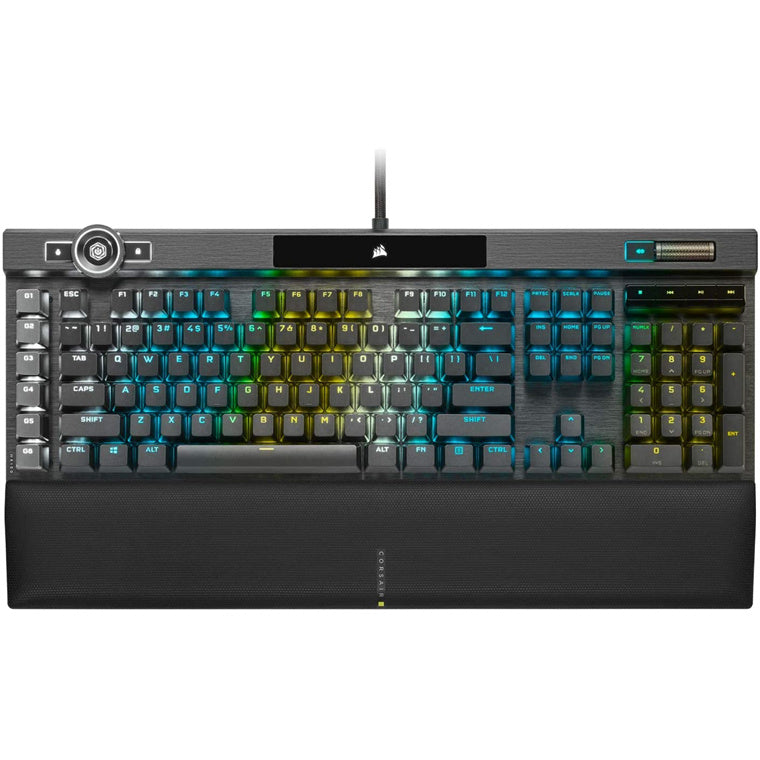 CORSAIR K100 RGB OPTICAL-MECHANICAL GAMING KEYBOARD BACKLIT RGB LED CORSAIR OPX RAPIDFIRE BLACK BLACK PBT KEYCAPS