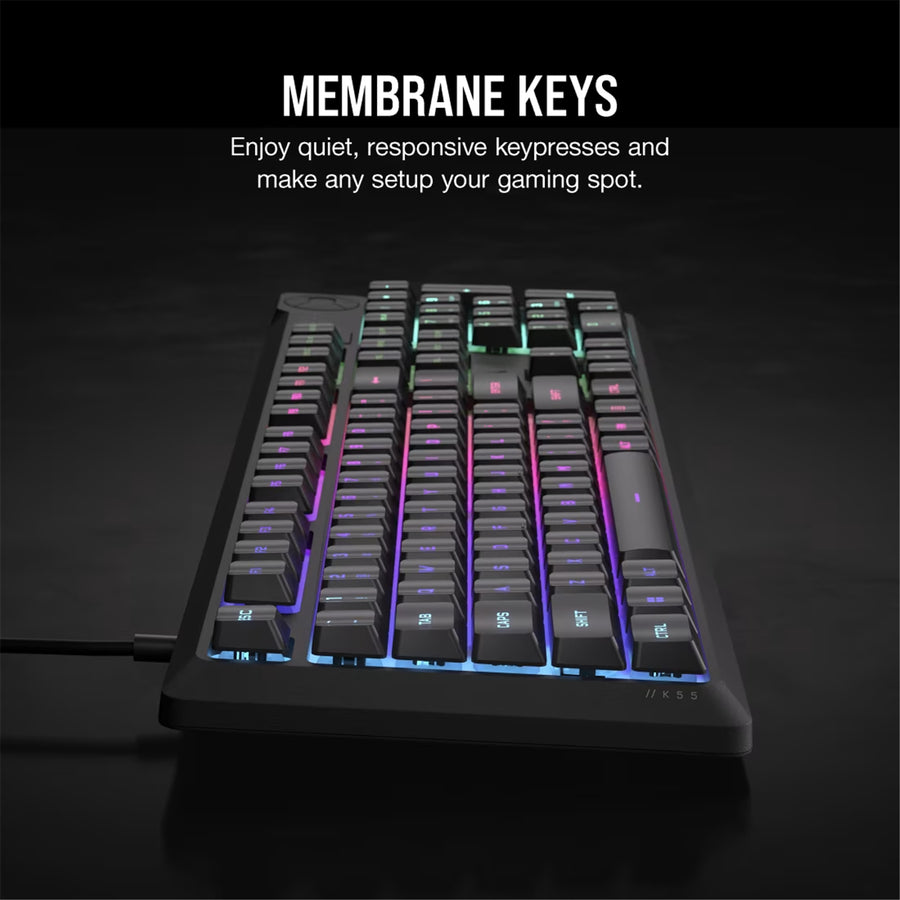 Corsair K55 CORE RGB Gaming Keyboard - Gray