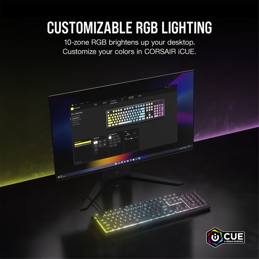 Corsair K55 CORE RGB Gaming Keyboard - Gray