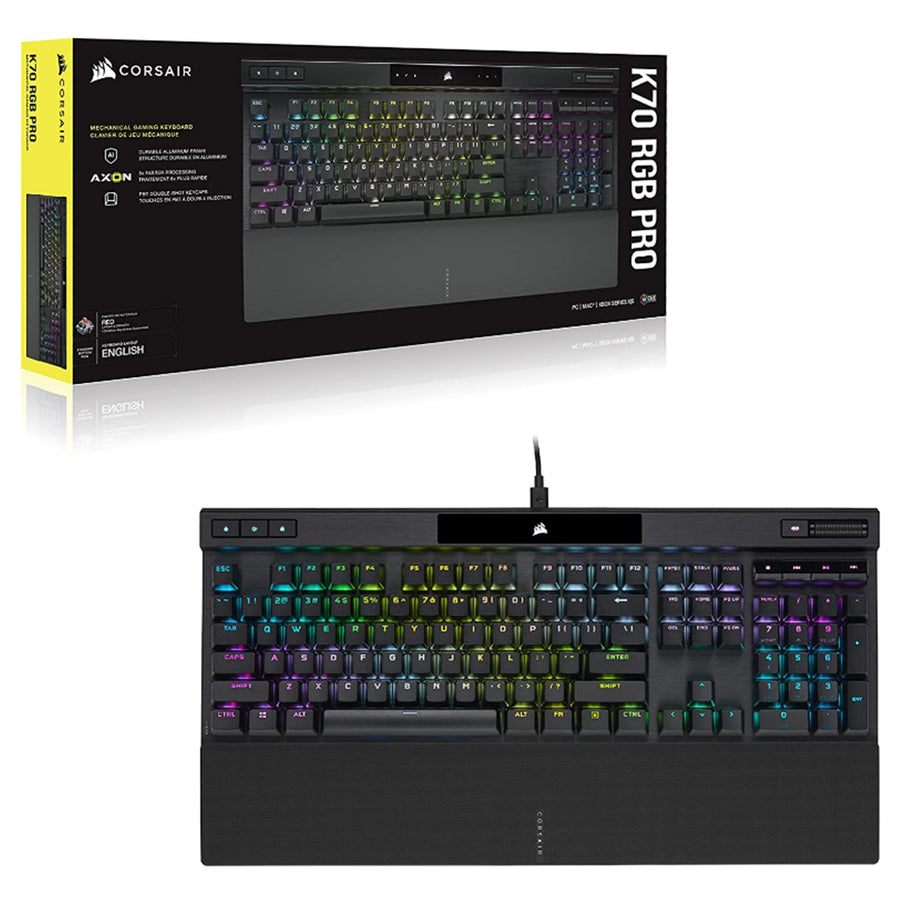 CORSAIR K70 RGB PRO MECHANICAL GAMING KEYBOARD BACKLIT RGB LED CHERRY MX SPEED SILVER BLACK BLACK PBT KEYCAPS