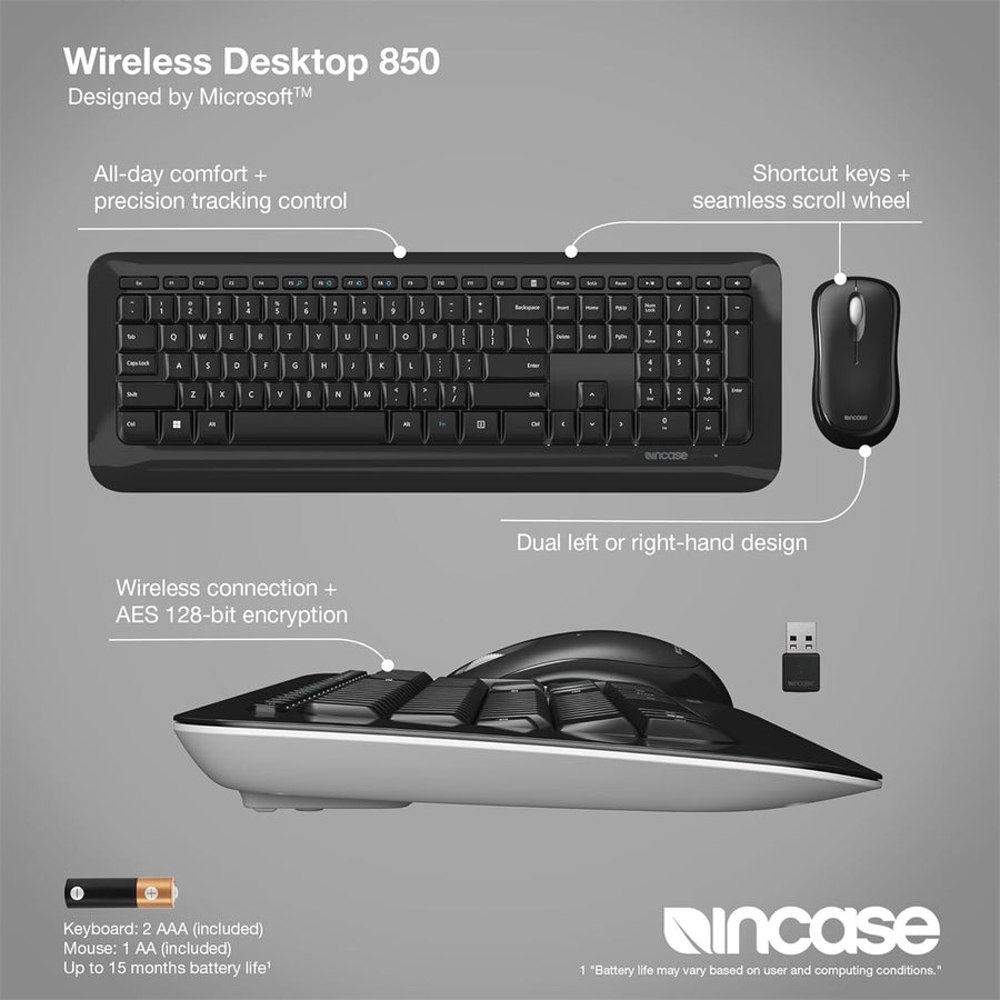 Incase Designed by Microsoft Wireless Desktop 850 Keyboard & Mouse Combo