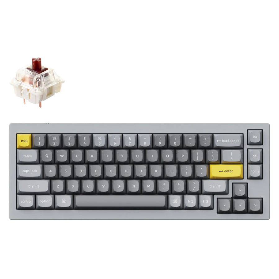 Keychron Q2-D3 65% Layout 68 Key Grey Brown Switch RGB Hot-Swap Wired Keyboard