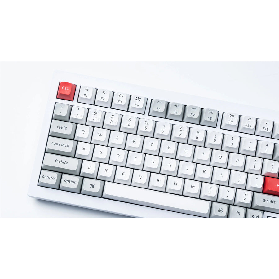 Keychron Double Shot KSA PBT Keycap Full Keycap Set - Light Gray and White