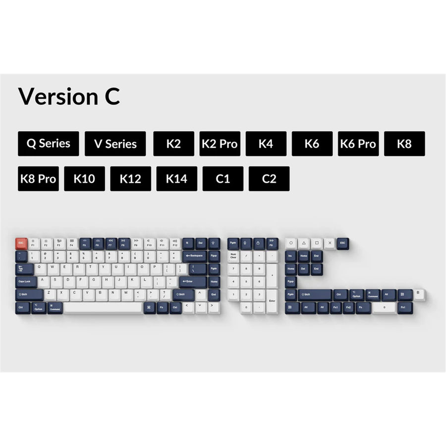 Keychron OEM Dye-Sub PBT Keycap Set - Bluish Black White Full Set