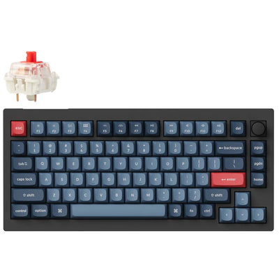 Keychron V1 Max D1 Wireless Mechanical Keyboards Swappable RGB Backlight Red Switch - Black - Knob Version