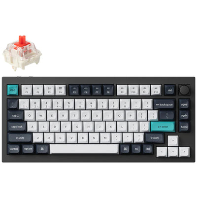 Keychron Q1 Max ANSI 75% layout 81 Key Carbon Black Full Assembled Knob Red Switch RGB Hot-Swap Gateron Jupiter Wireless / Wired / 2.4GHz Normal Profile QMK Custom Keyboard