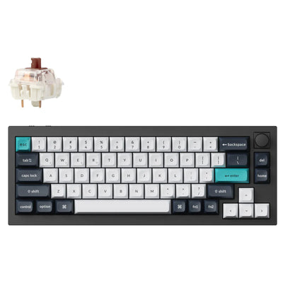 Keychron Q2 Max 65% ANSI Layout 68 Key Carbon Black Full Assembled Knob Brown Switch RGB Hot-Swap Gateron Jupiter Wireless / Wired / 2.4GHz Normal Profile QMK Custom Keyboard