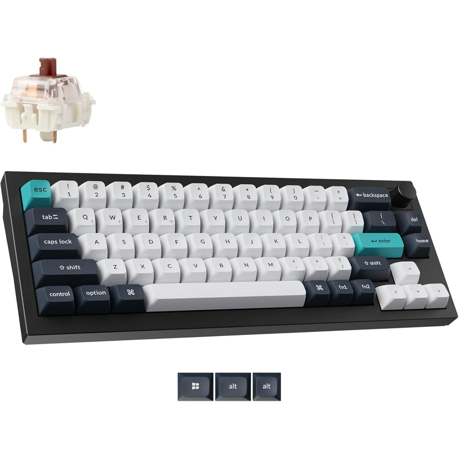 Keychron Q2 Max 65% ANSI Layout 68 Key Carbon Black Full Assembled Knob Brown Switch RGB Hot-Swap Gateron Jupiter Wireless / Wired / 2.4GHz Normal Profile QMK Custom Keyboard