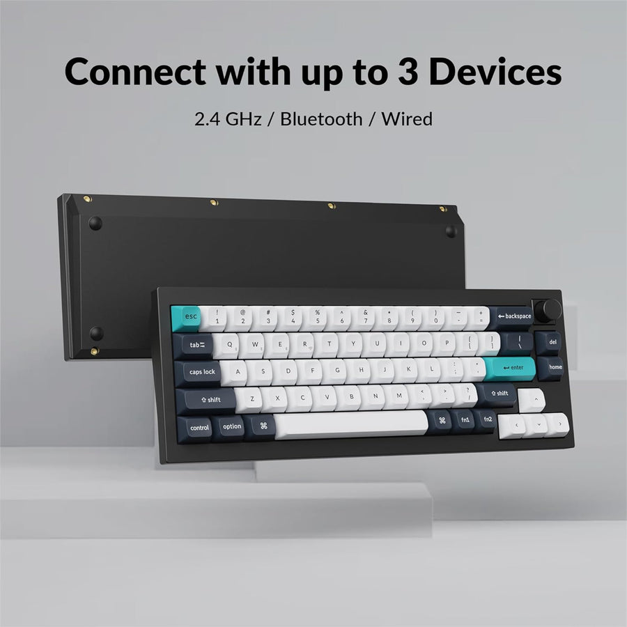 Keychron Q2 Max 65% ANSI Layout 68 Key Carbon Black Full Assembled Knob Brown Switch RGB Hot-Swap Gateron Jupiter Wireless / Wired / 2.4GHz Normal Profile QMK Custom Keyboard