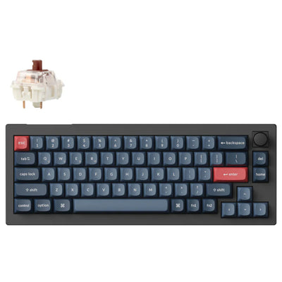 Keychron V2 MAX ANSI 65% Layout 68 Key Carbon Black Full Assembled Knob Brown Switch RGB Hot-Swap Gateron Jupiter Wireless / Wired / 2.4GHz Normal Profile QMK Custom Keyboard