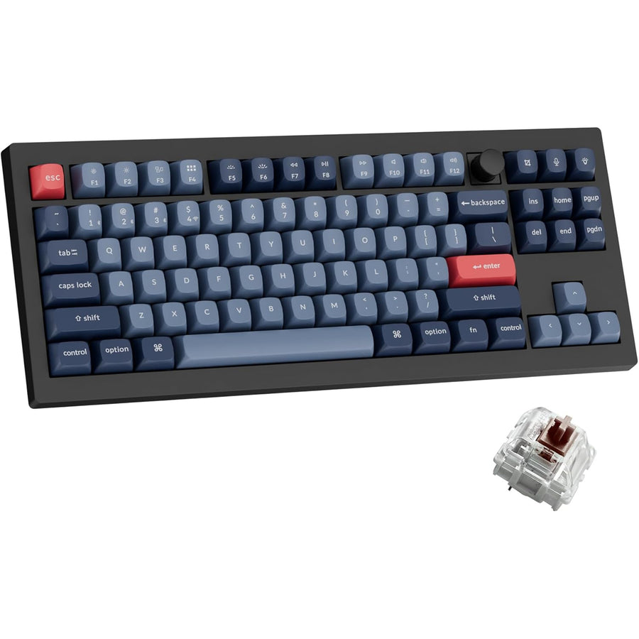 Keychron V3 MAX ANSI 80% TKL Layout 87 Key Carbon Black Full Assembled Knob Brown Switch RGB Hot-Swap Gateron Jupiter Wireless / Wired / 2.4GHz Normal Profile QMK Custom Keyboard