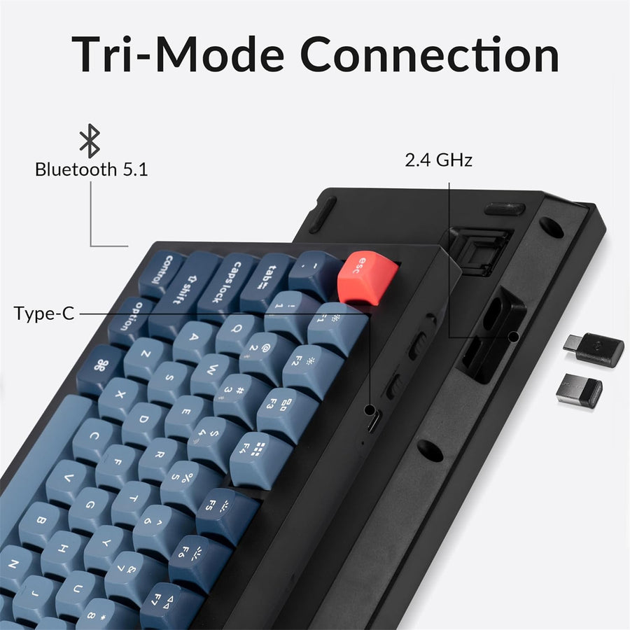 Keychron V3 MAX ANSI 80% TKL Layout 87 Key Carbon Black Full Assembled Knob Brown Switch RGB Hot-Swap Gateron Jupiter Wireless / Wired / 2.4GHz Normal Profile QMK Custom Keyboard