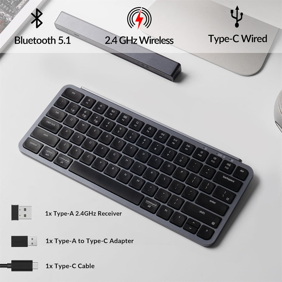 Keychron B1 Pro Ultra-Slim Wireless Keyboard - Space Gray