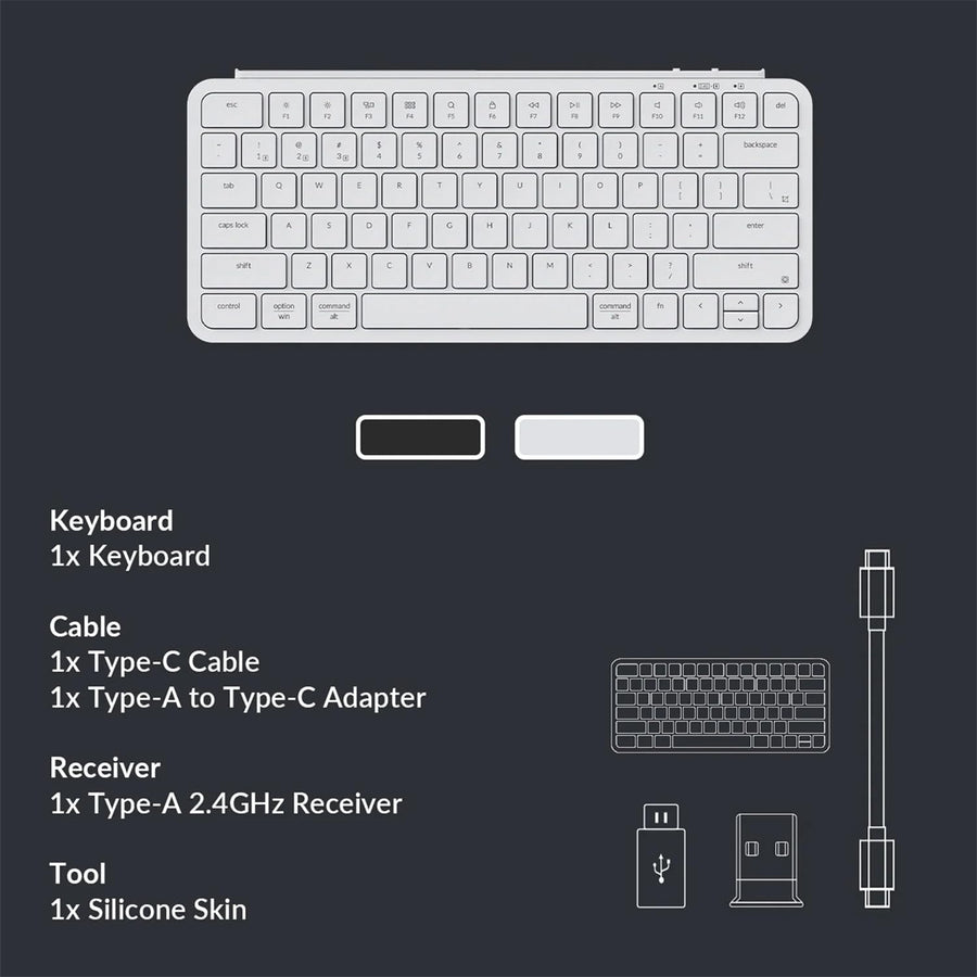 Keychron B1 Pro Ivory White Full Assembled Wireless / Wired / 2.4GHz Ultra-Slim Wireless Keyboard