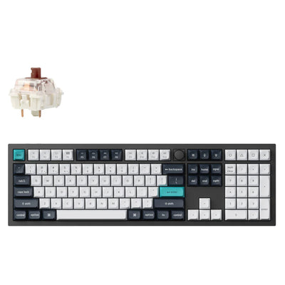 Keychron Q6 Max QMK/VIA ANSI Full Size Layout 104 Key Carbon Black Full Assembled Knob Brown Switch RGB Hot-Swap Gateron Jupiter Wireless / Wired / 2.4GHz Normal Profile QMK Custom Keyboard