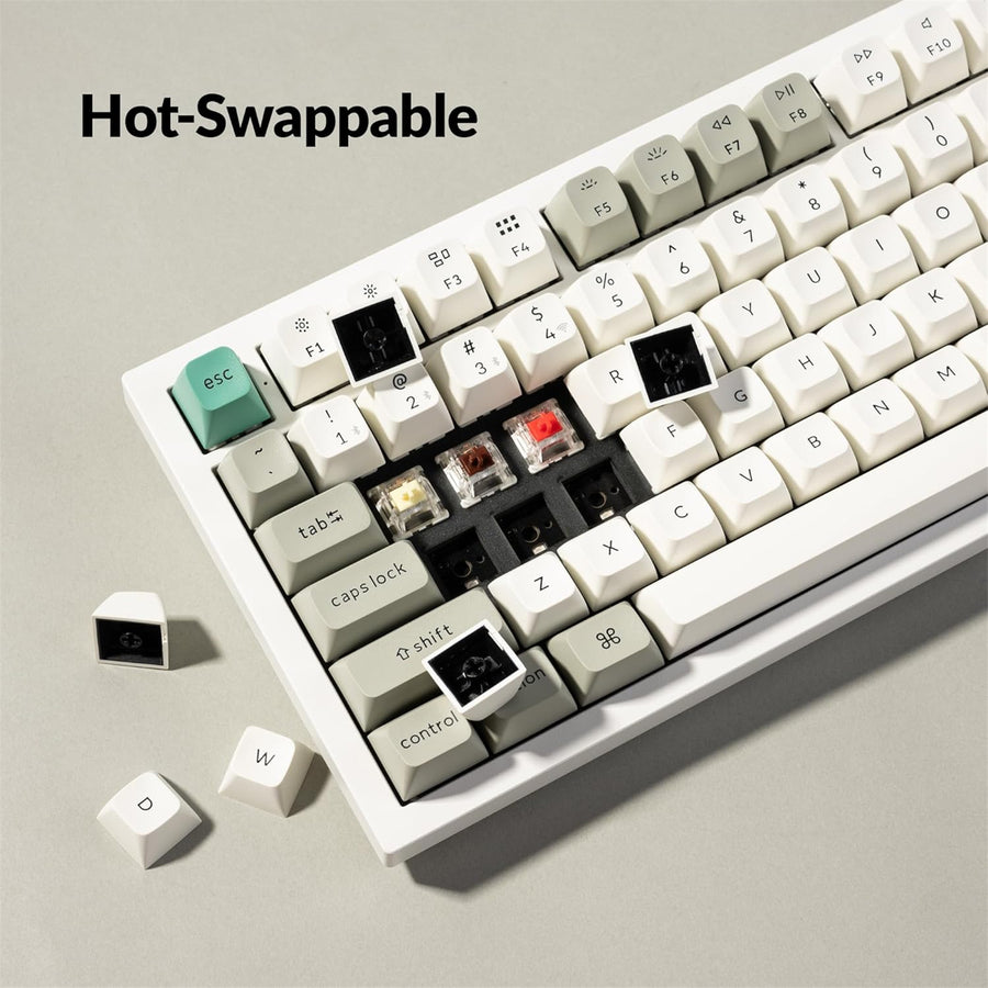Keychron Q6 Max QMK/VIA ANSI Full Size Layout 104 Key Shell White Full Assembled Knob Brown Switch RGB Hot-Swap Gateron Jupiter Wireless / Wired / 2.4GHz Normal Profile QMK Custom Keyboard