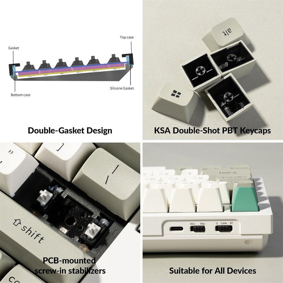 Keychron Q6 Max QMK/VIA ANSI Full Size Layout 104 Key Shell White Full Assembled Knob Brown Switch RGB Hot-Swap Gateron Jupiter Wireless / Wired / 2.4GHz Normal Profile QMK Custom Keyboard