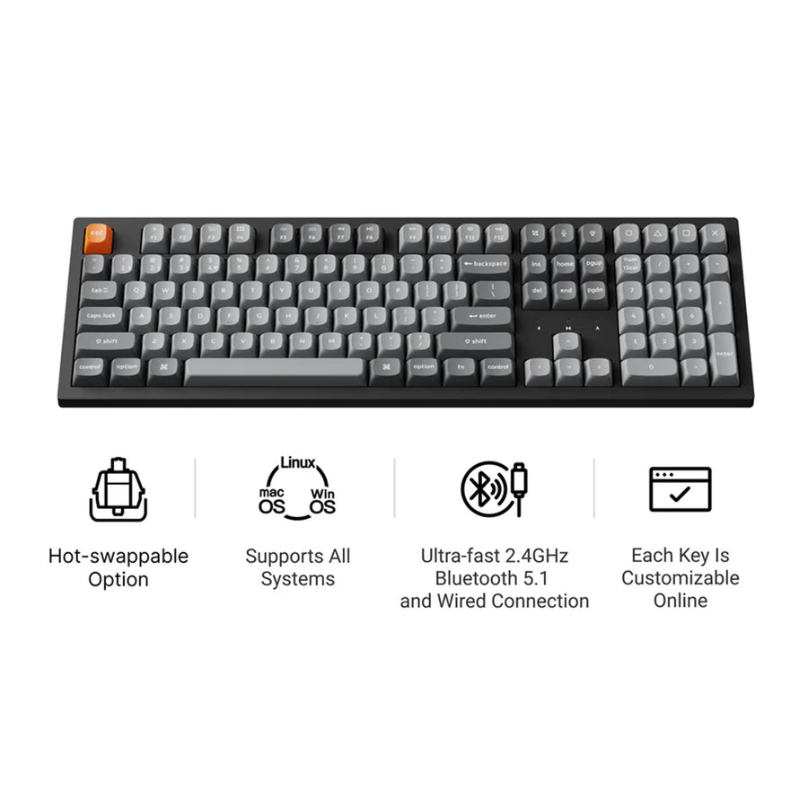 Keychron K10 Max QMK Fully Assembled (Hot-Swappable) RGB Backlight Super Brown Wireless Mechanical Keyboard