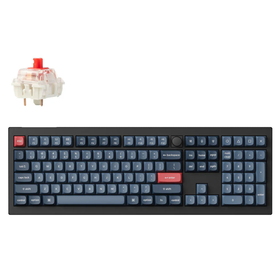 Keychron V6 Max QMK/VIA Wireless Custom Fully Assembled Knob Carbon Black Gateron Jupiter Red Switch Mechanical Keyboard