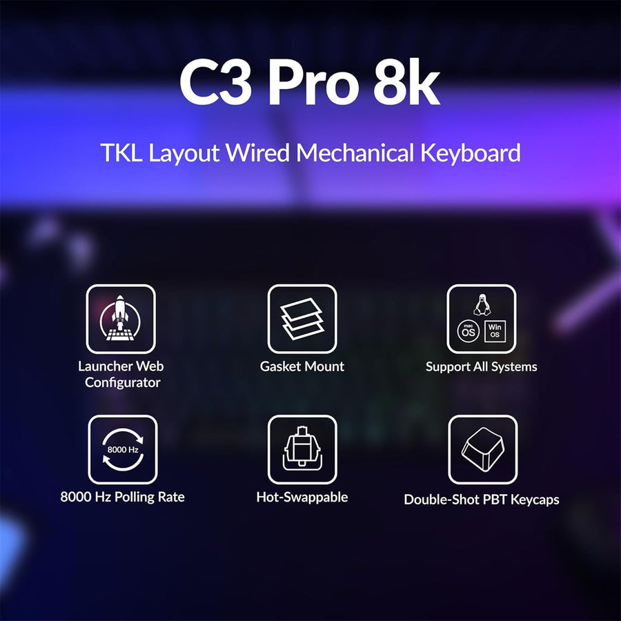 Keychron C3 Pro 80% 8K QMK Wired Mechanical Keyboard  - Super BROWN Switch
