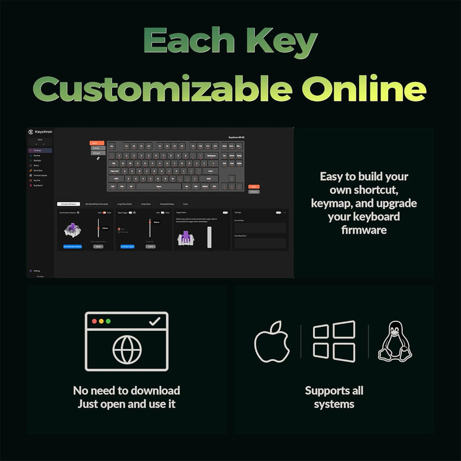 Keychron K8 HE Wireless Black Gateron Double-Rail Magnetic Nebula Switch Custom Keyboard