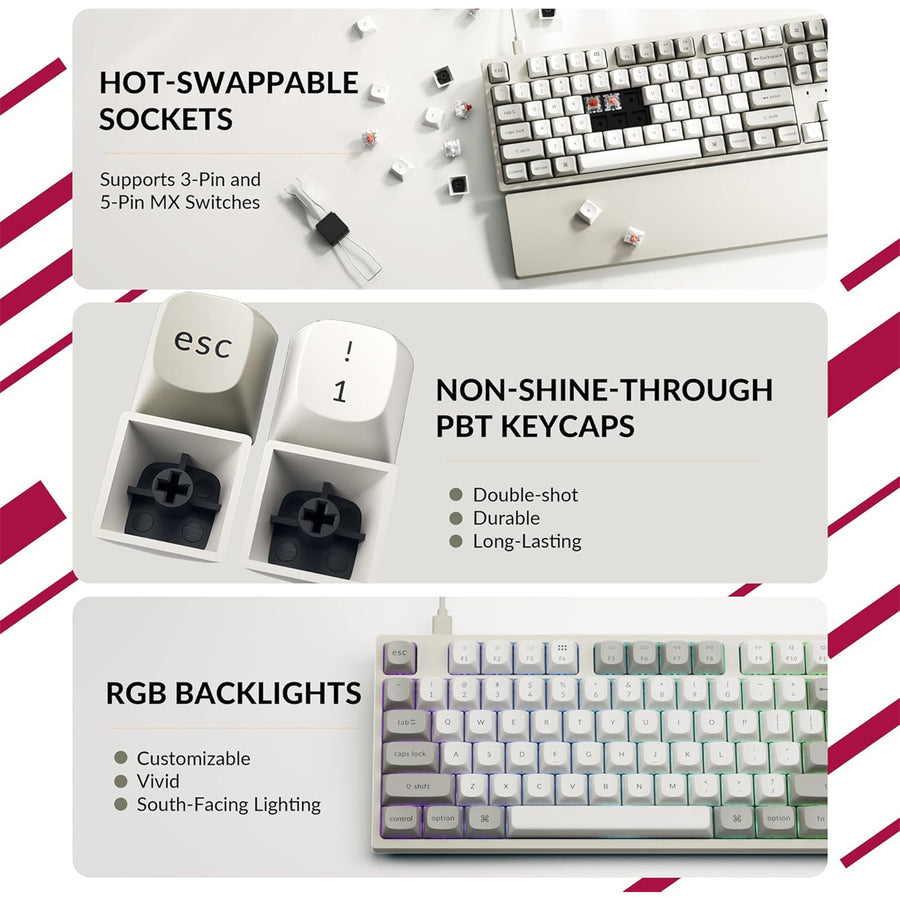 Keychron C1 Pro 8K QMK Wired Custom Mechanical Keyboard  - Super Red Switch