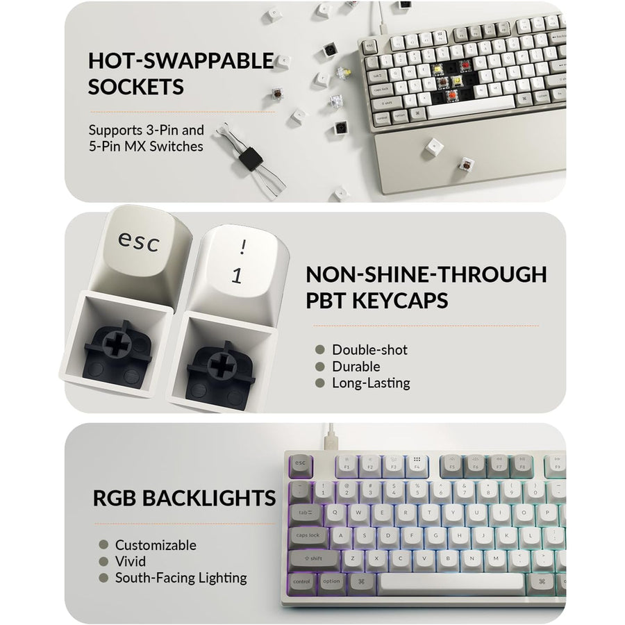 Keychron C2 Pro 8K QMK Wired RGB Backlight (Hot-Swappable) Keychron Super BROWN Switch Custom Mechanical Keyboard