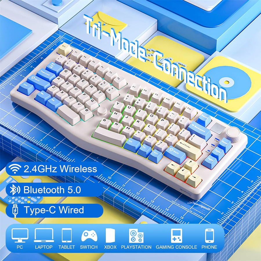 LEOBOG A75 75% Alice Layout Tri-mode Mechanical Keyboard  with Joystick - Pepper White