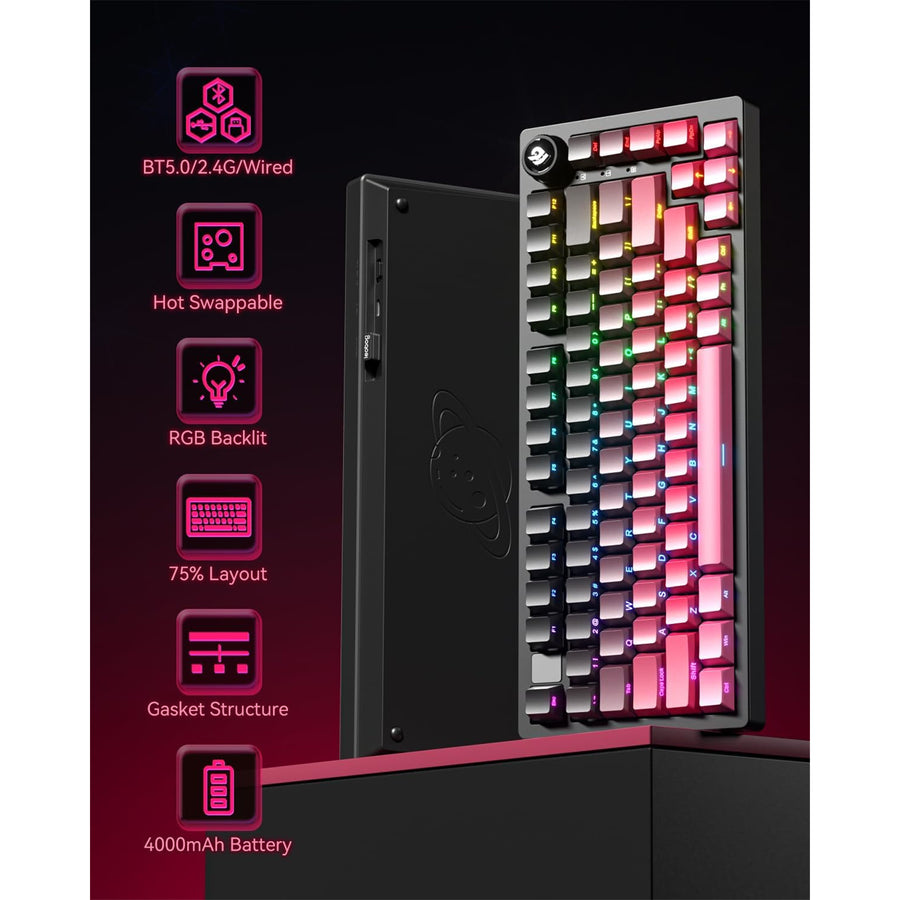 LEOBOG Hi75c PRO 75% Tri-mode Mechanical Keyboard  - Black Pink