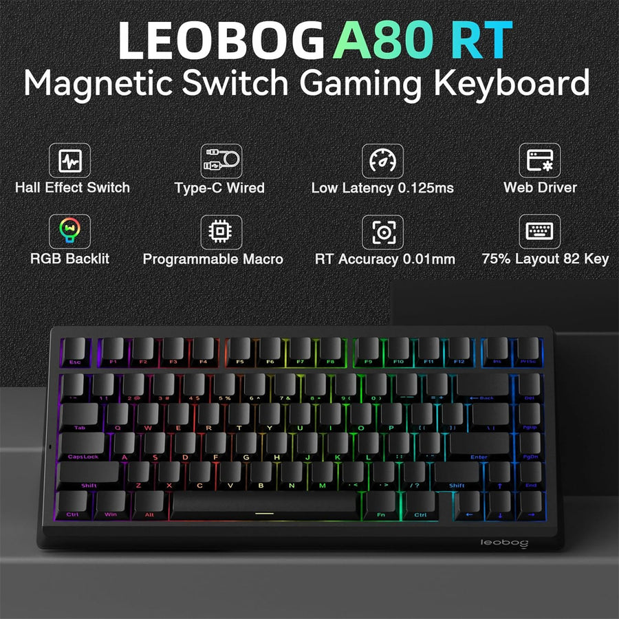 LEOBOG A80RT HE Wired Gaming Keyboard - Black