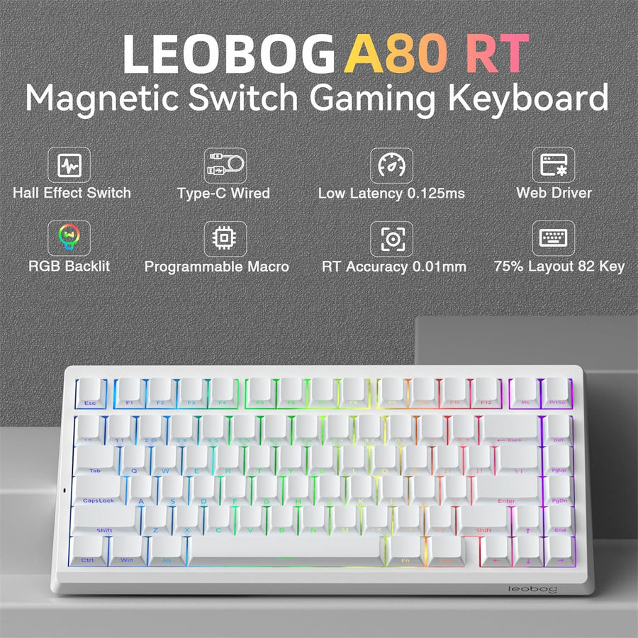 LEOBOG A80RT HE Wired Gaming Keyboard - White