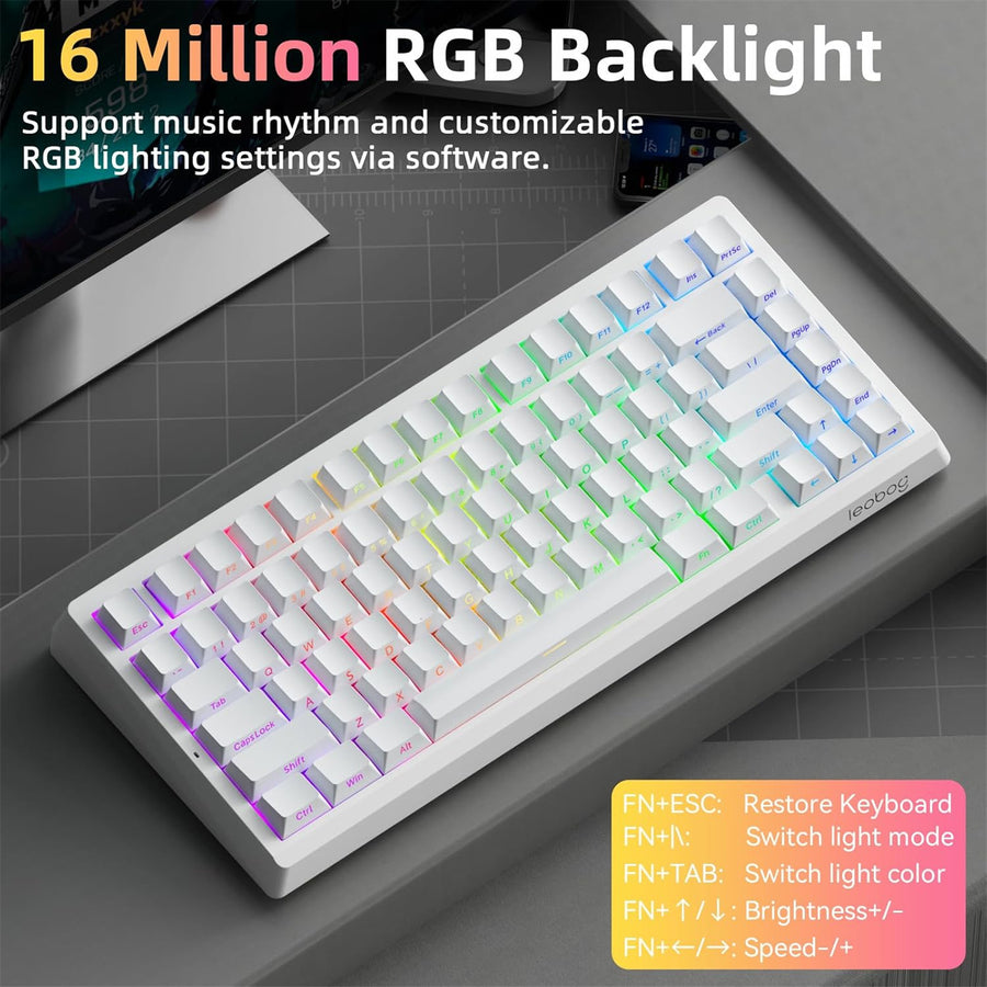 LEOBOG A80RT HE Wired Gaming Keyboard - White