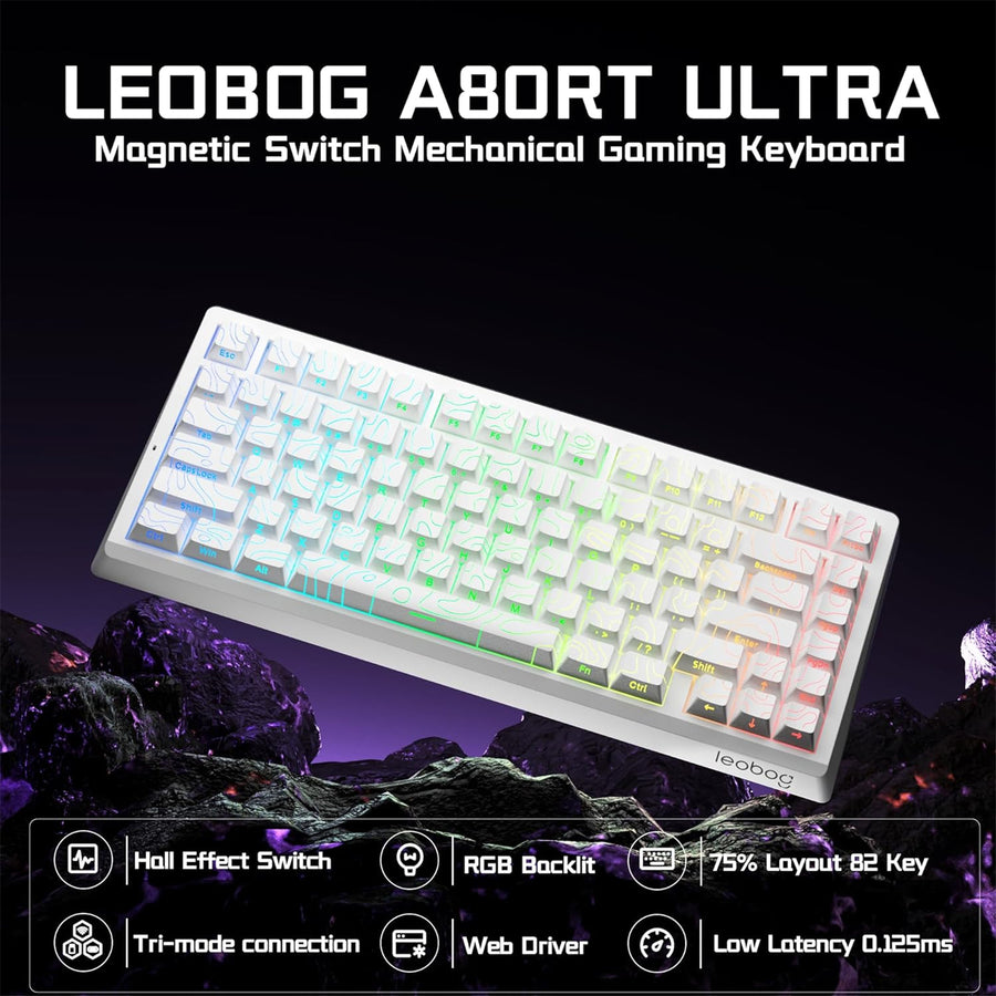 LEOBOG A80RT HE Wireless Gaming Keyboard - White