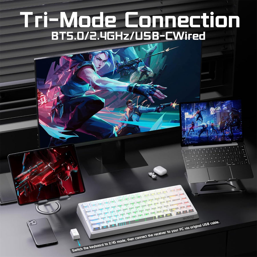 LEOBOG A80RT HE Wireless Gaming Keyboard - White