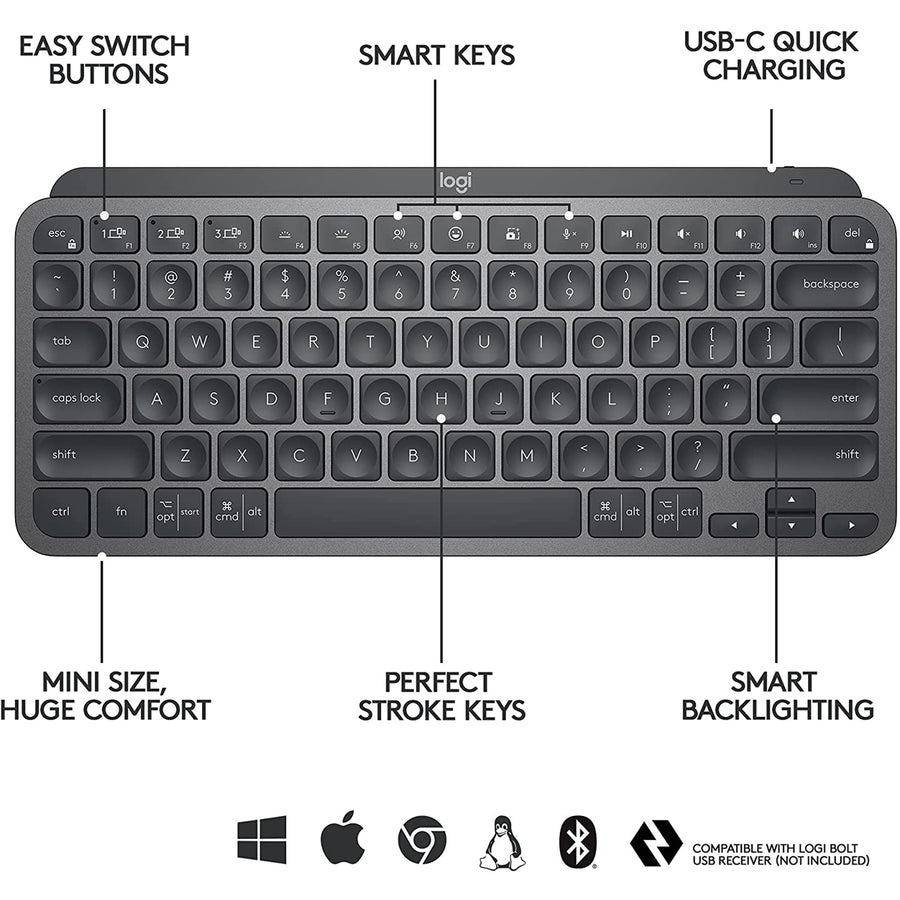 Logitech 920-010505 - MX KEYS MINI WIRELESS KEYBOARD GRAPHITE