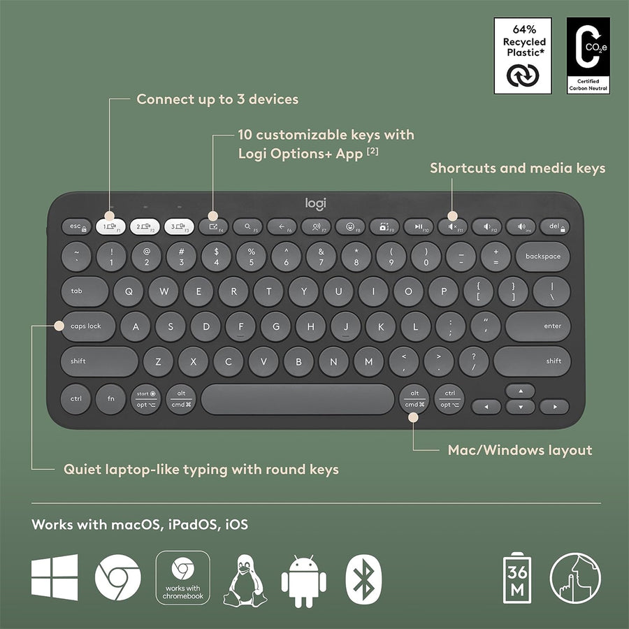 Logitech 920-011755 - PEBBLE KEYS 2 K380S - TONAL ROSE