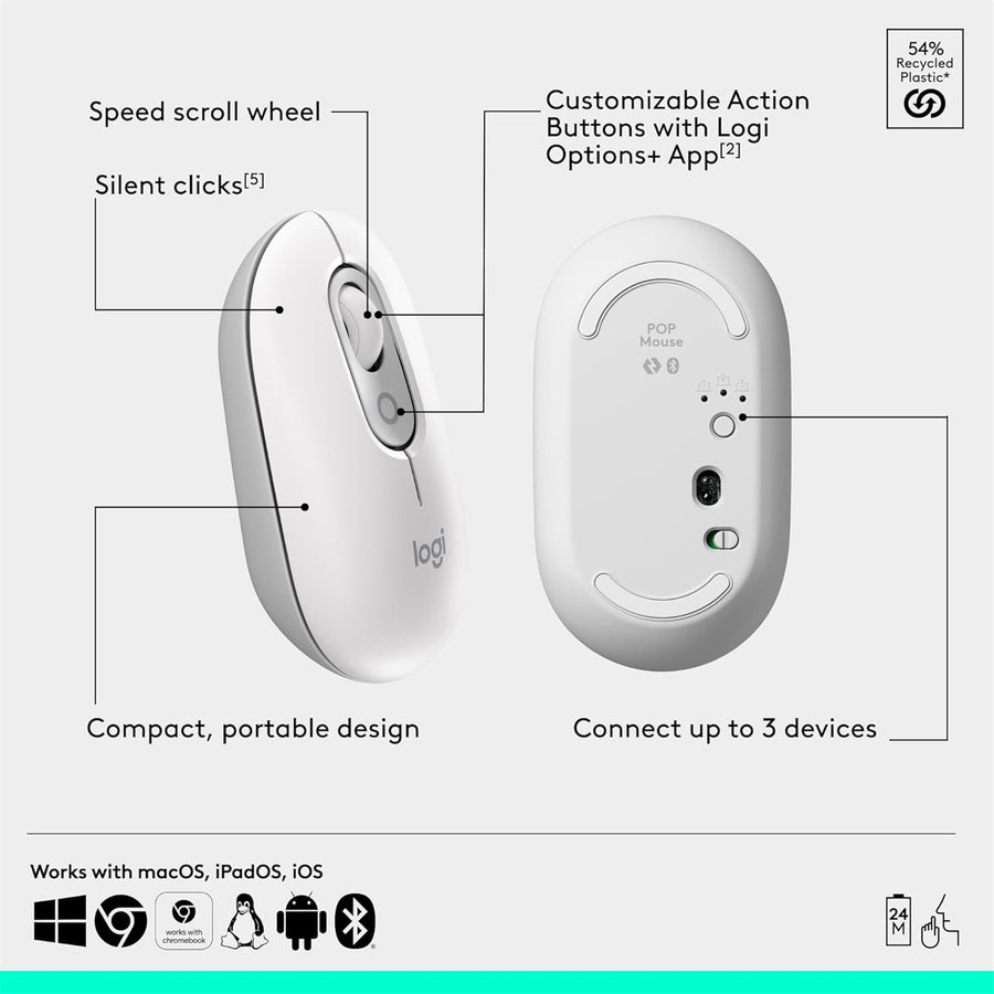 920-013122 - Logitech POP ICON Combo - OFF WHITE