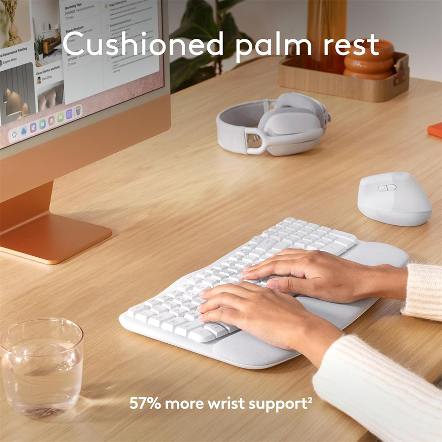 Logitech Wave Keys Wireless Ergonomic Keyboard For Mac - Off White