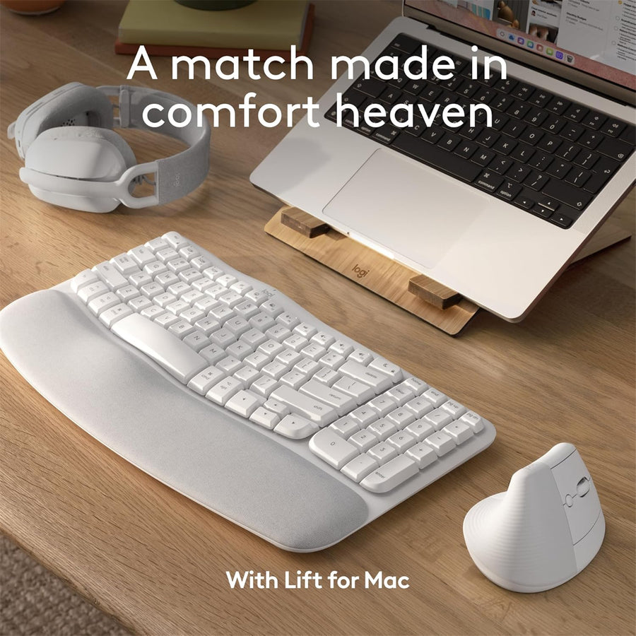 Logitech Wave Keys Wireless Ergonomic Keyboard For Mac - Off White